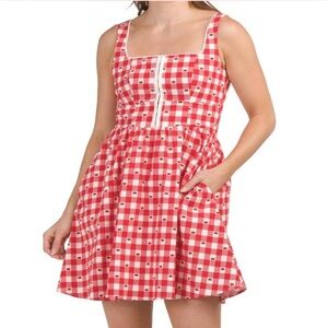 NWT Avec Les Filles Cherry Gingham Dress